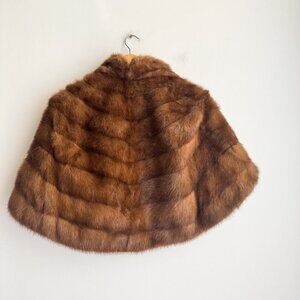 Vintage Brown Mink Short Bolero Capelet Cape S/M